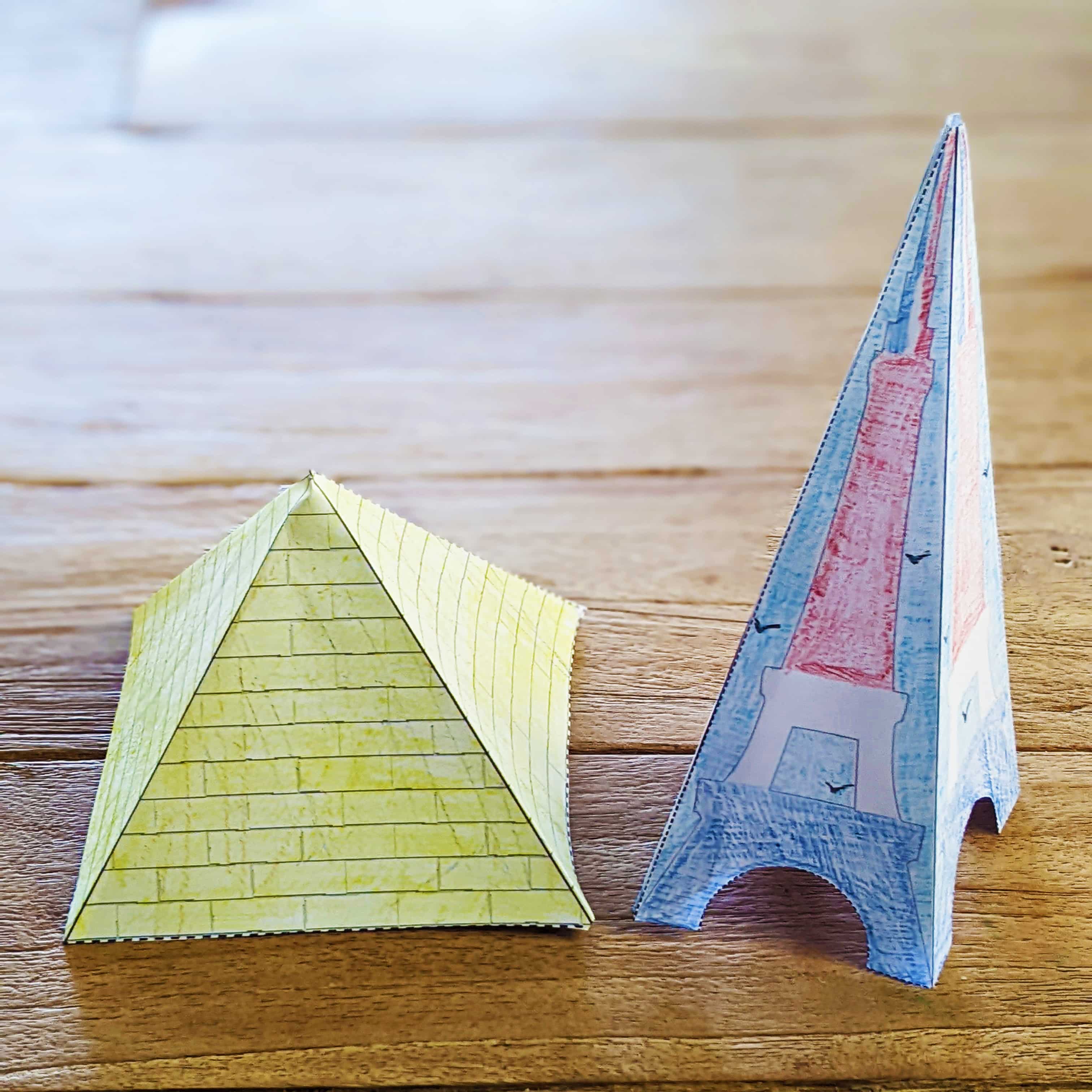 Activité vacances de Printemps : Fabrique une pyramide et la tour Eiffel
