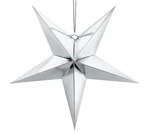 étoile en papier argentée 70 cm